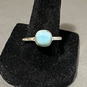New Larimar Cushion Cabochon in 925 Sterling Silver Size 8